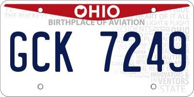 OH license plate GCK7249