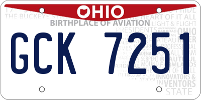 OH license plate GCK7251