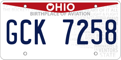 OH license plate GCK7258