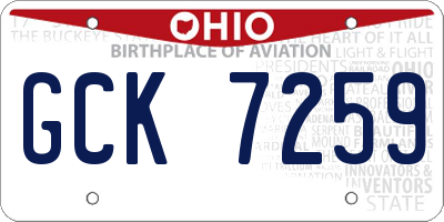 OH license plate GCK7259