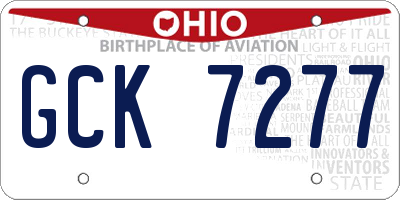 OH license plate GCK7277
