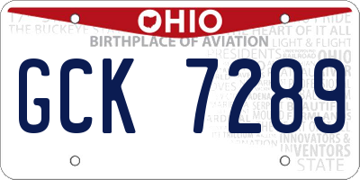 OH license plate GCK7289