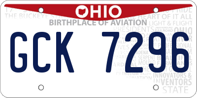 OH license plate GCK7296