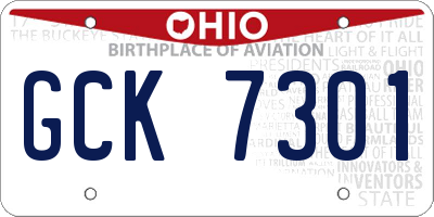 OH license plate GCK7301