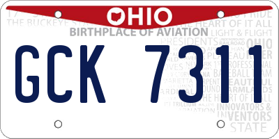 OH license plate GCK7311