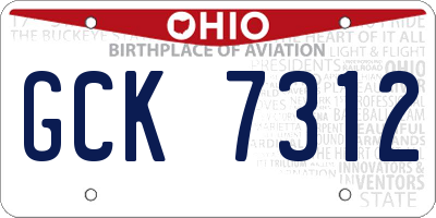 OH license plate GCK7312