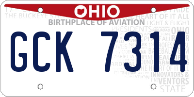 OH license plate GCK7314