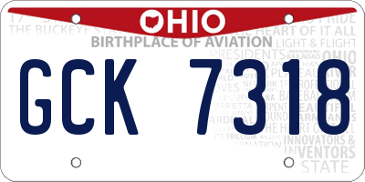 OH license plate GCK7318