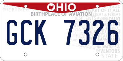 OH license plate GCK7326