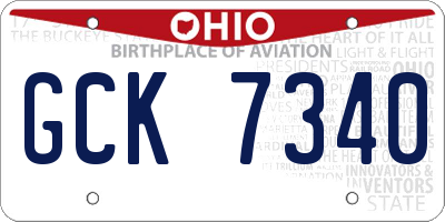 OH license plate GCK7340