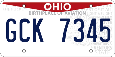 OH license plate GCK7345
