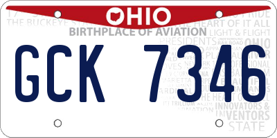 OH license plate GCK7346