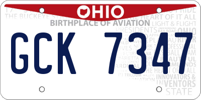 OH license plate GCK7347