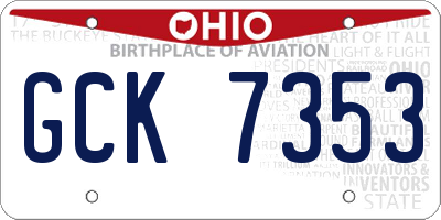 OH license plate GCK7353