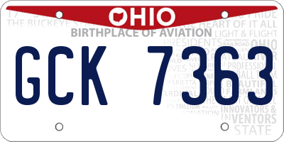 OH license plate GCK7363