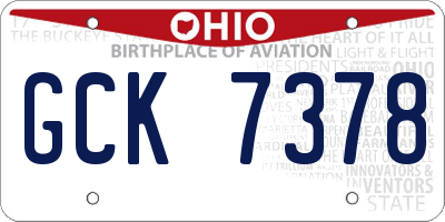 OH license plate GCK7378