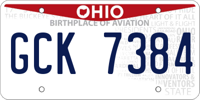 OH license plate GCK7384