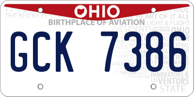 OH license plate GCK7386