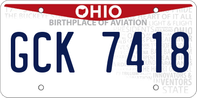 OH license plate GCK7418