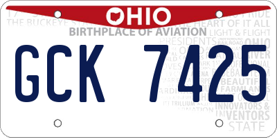OH license plate GCK7425