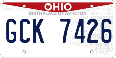 OH license plate GCK7426