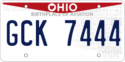 OH license plate GCK7444