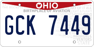 OH license plate GCK7449