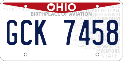 OH license plate GCK7458