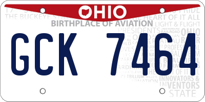 OH license plate GCK7464