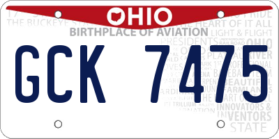 OH license plate GCK7475