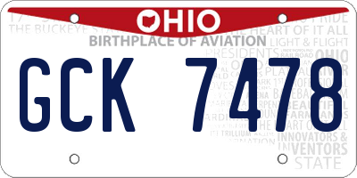 OH license plate GCK7478