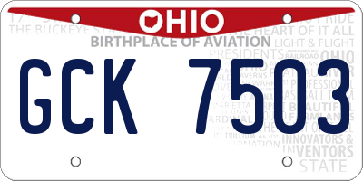 OH license plate GCK7503