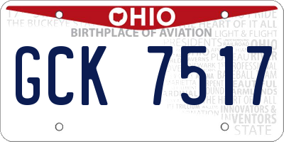 OH license plate GCK7517