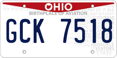 OH license plate GCK7518