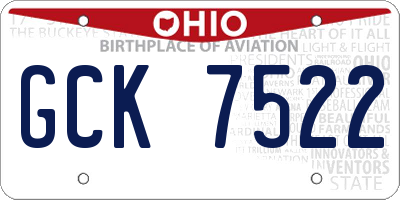 OH license plate GCK7522