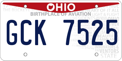 OH license plate GCK7525