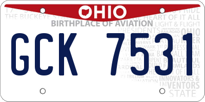 OH license plate GCK7531