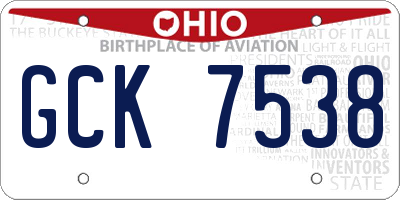 OH license plate GCK7538