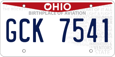 OH license plate GCK7541