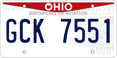 OH license plate GCK7551