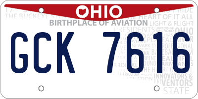 OH license plate GCK7616
