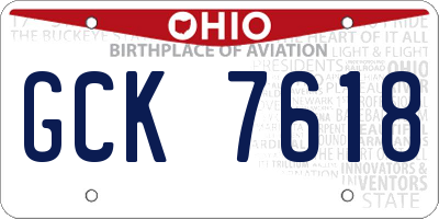 OH license plate GCK7618