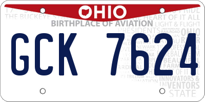 OH license plate GCK7624