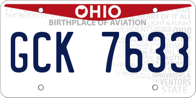 OH license plate GCK7633