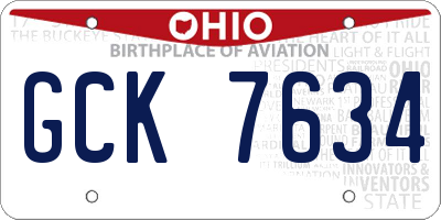 OH license plate GCK7634
