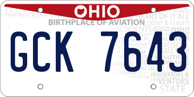 OH license plate GCK7643