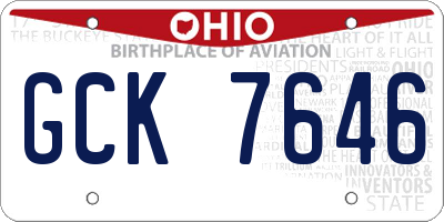 OH license plate GCK7646