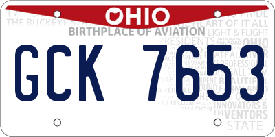 OH license plate GCK7653