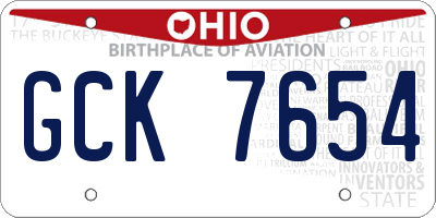OH license plate GCK7654