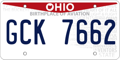 OH license plate GCK7662